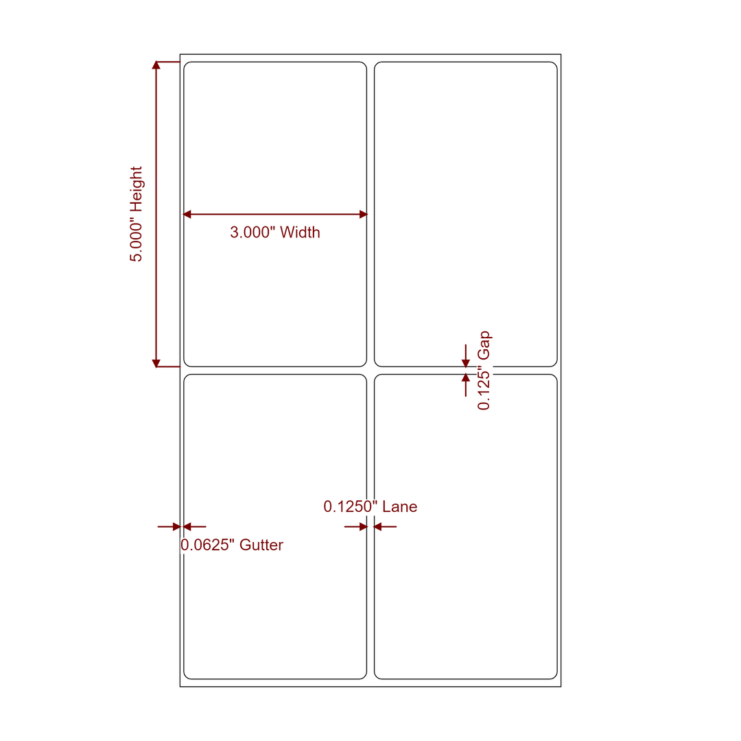 3" x 5" Rectangle Roll for Epson ColorWorks, VIPColor & Primera Printers; 3" x 5" Rectangle Label Diagram