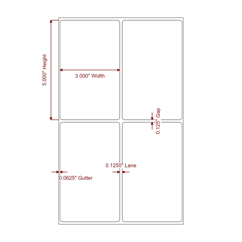 3" x 5" Inkjet Label Rolls | 2-Up | Fits Epson ColorWorks, VIPColor & Primera - Label Diagram
