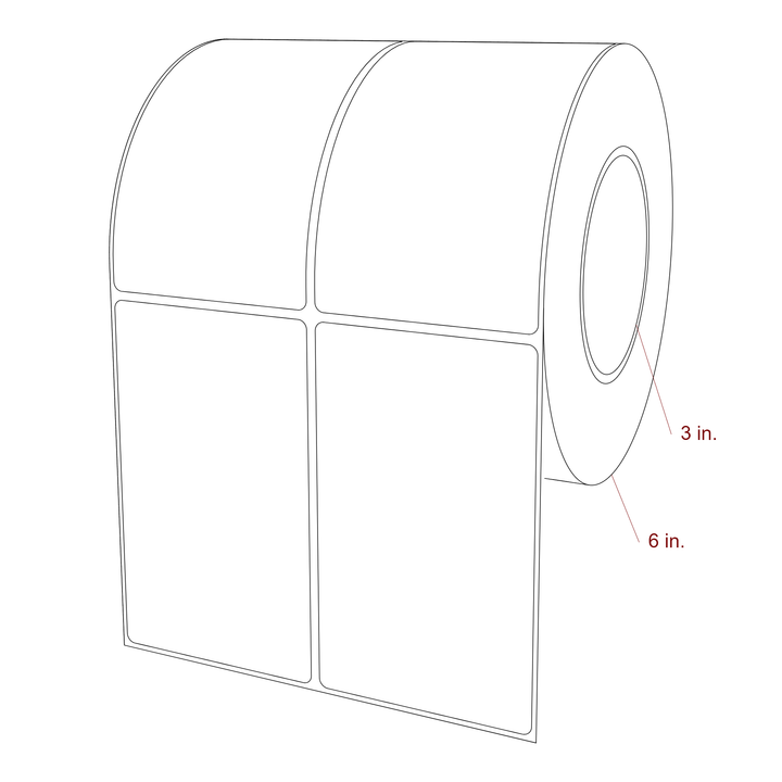 3" x 5" Rectangle Roll for Epson ColorWorks, VIPColor & Primera Printers; 3" x 5" Rectangle Label Diagram