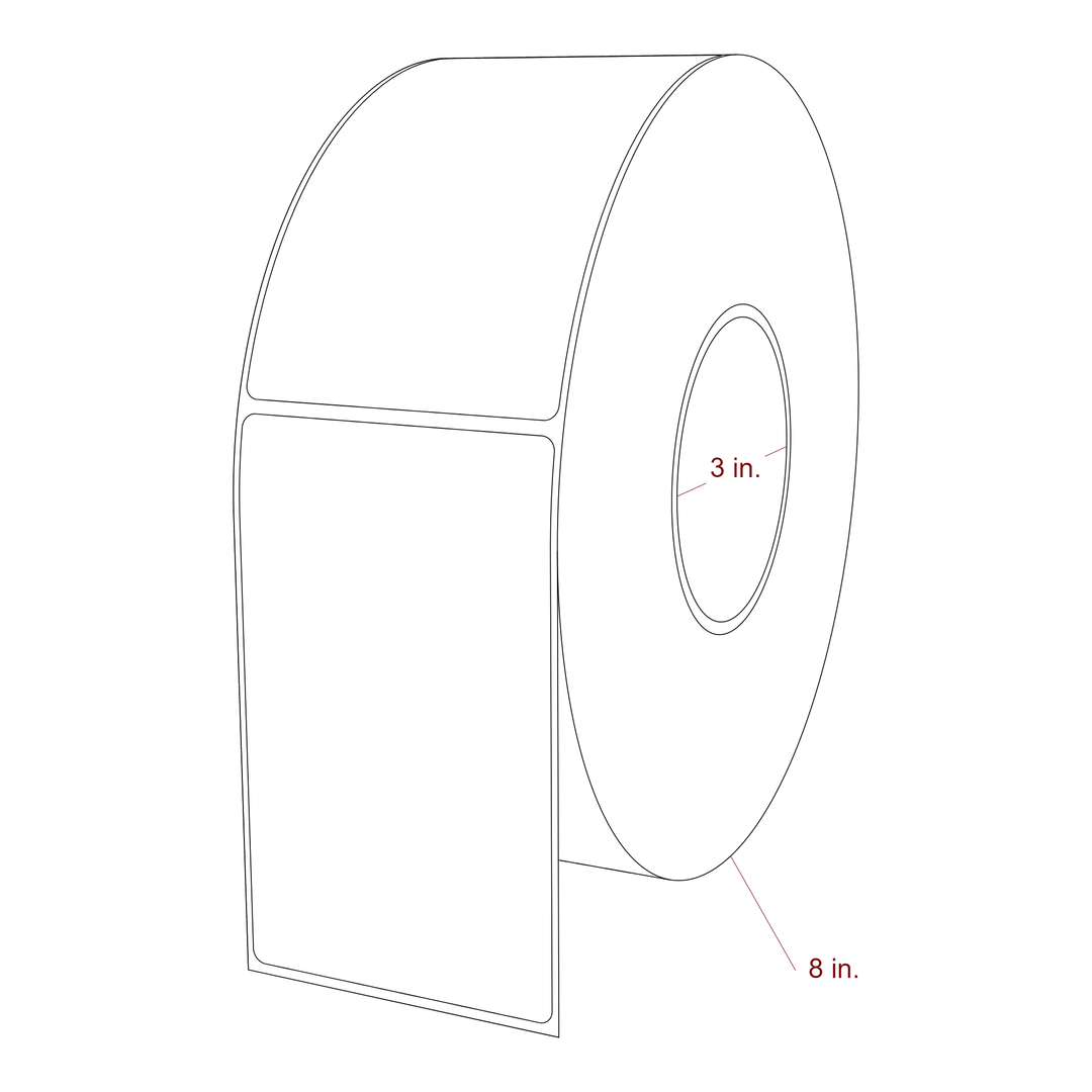 3 Inch x 5 Inch Rectangle Inkjet Label Roll - 3 Inch Core - 8 Inch Roll OD - 3D Perspective