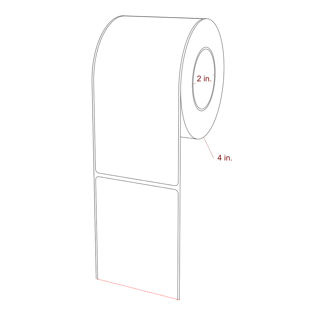 3 Inch x 6.25 Inch Rectangle Inkjet Label Roll - 2 Inch Core - 4 Inch Roll OD - 3D Perspective