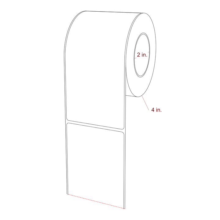 3 Inch x 6.25 Inch Rectangle Inkjet Label Roll - 2 Inch Core - 4 Inch Roll OD - 3D Perspective