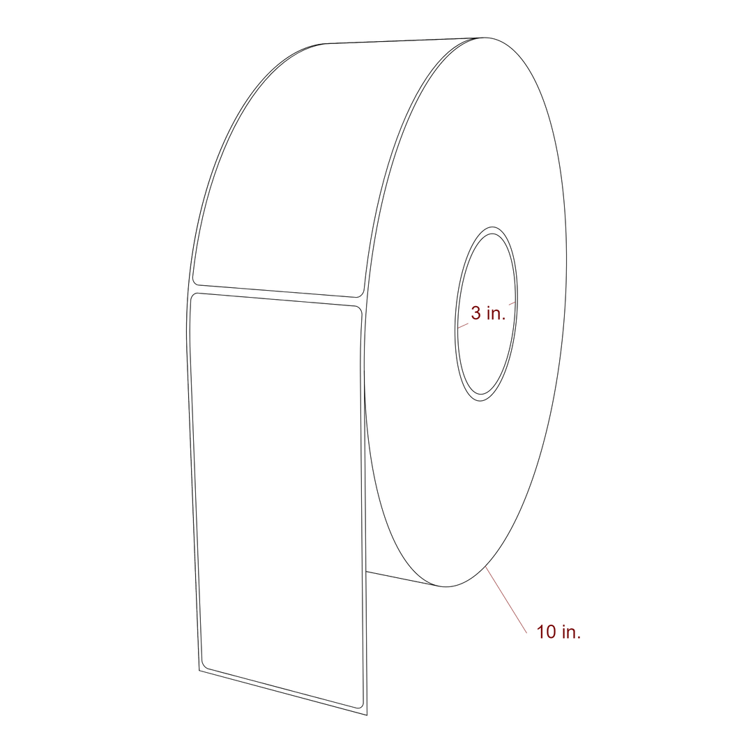 3 Inch x 6.25 Inch Rectangle Inkjet Label Roll - 3 Inch Core - 10 Inch Roll OD - 3D Perspective