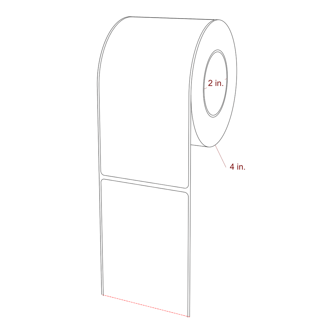 3 Inch x 6 Inch Rectangle Inkjet Label Roll - 2 Inch Core - 4 Inch Roll OD - 3D Perspective