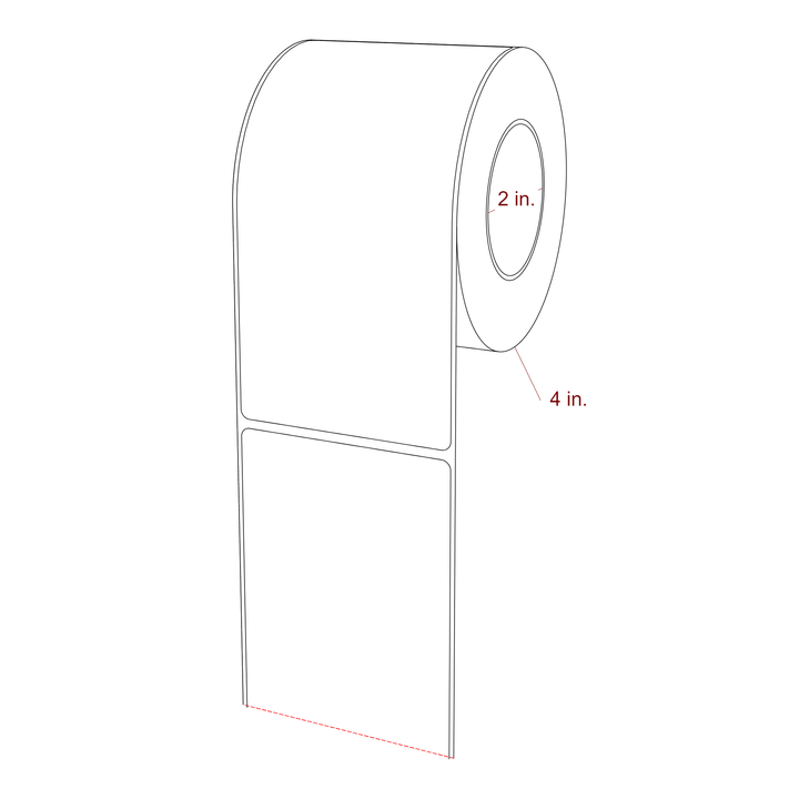 3 Inch x 6 Inch Rectangle Inkjet Label Roll - 2 Inch Core - 4 Inch Roll OD - 3D Perspective
