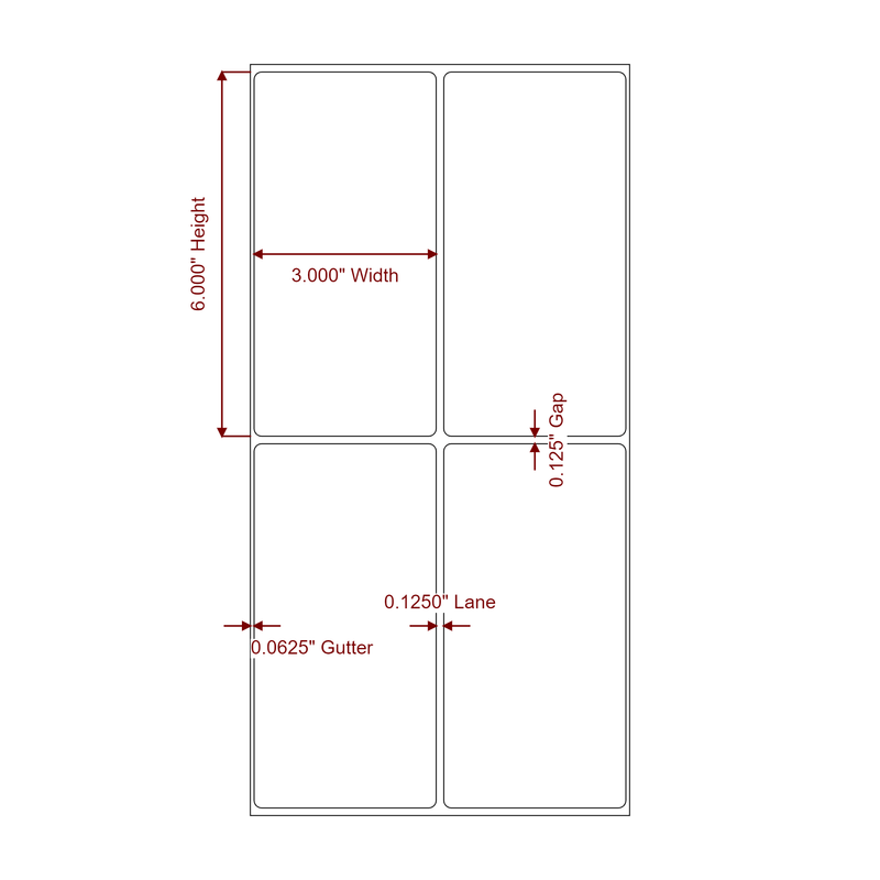 3" x 6" Inkjet Label Rolls | 2-Up | Fits Epson ColorWorks, VIPColor & Primera - Label Diagram