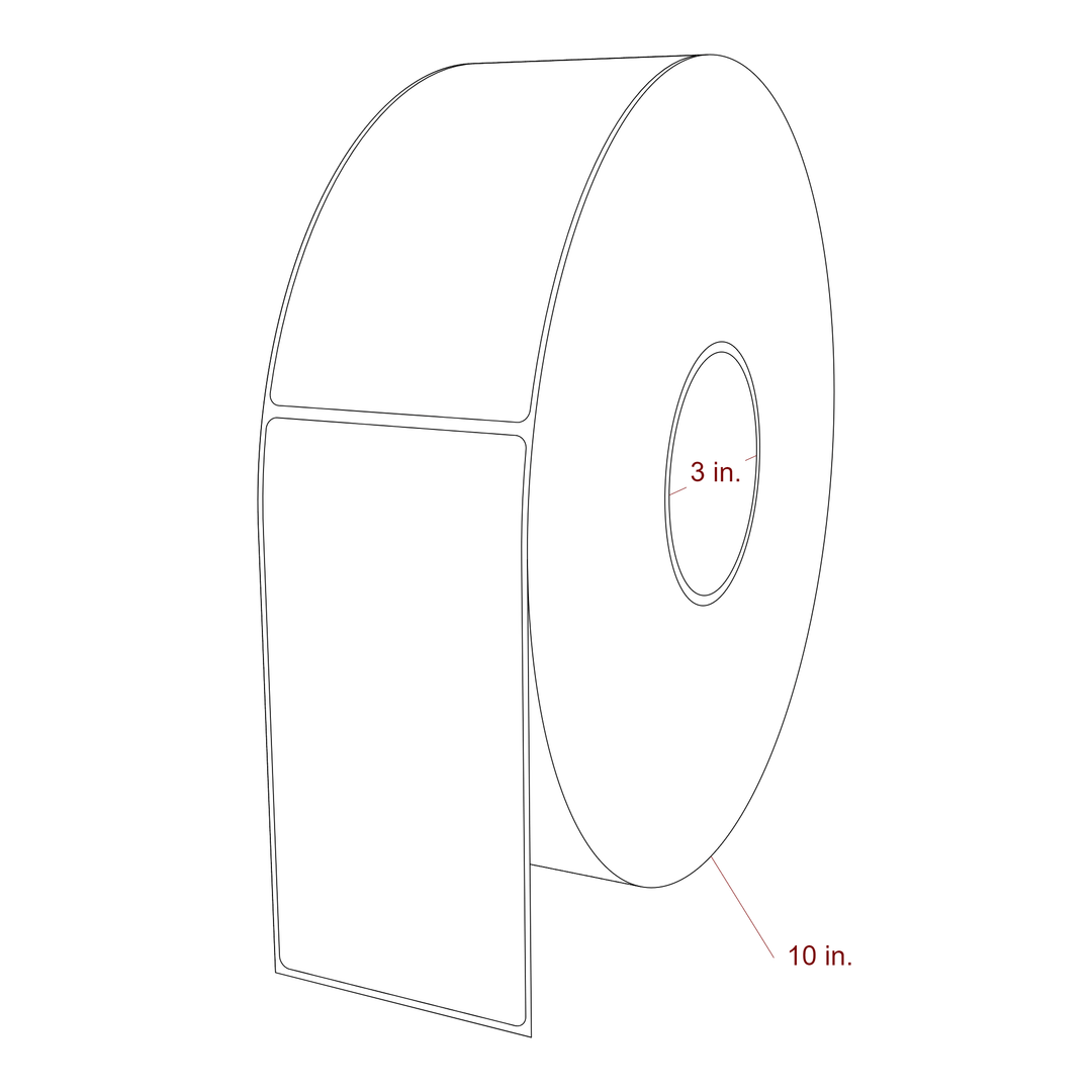 3 Inch x 6 Inch Rectangle Inkjet Label Roll - 3 Inch Core - 10 Inch Roll OD - 3D Perspective