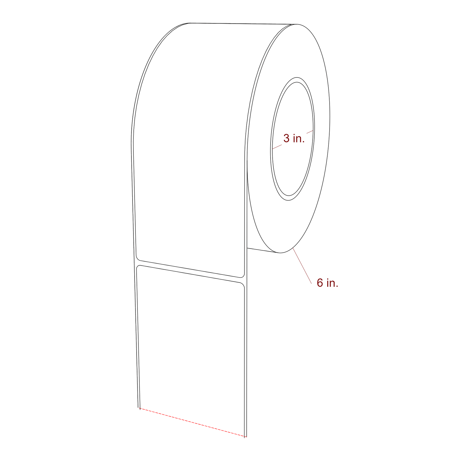 3" x 7.5" Rectangle Roll for Epson ColorWorks, VIPColor & Primera Printers; 3" x 7.5" Rectangle Label Diagram
