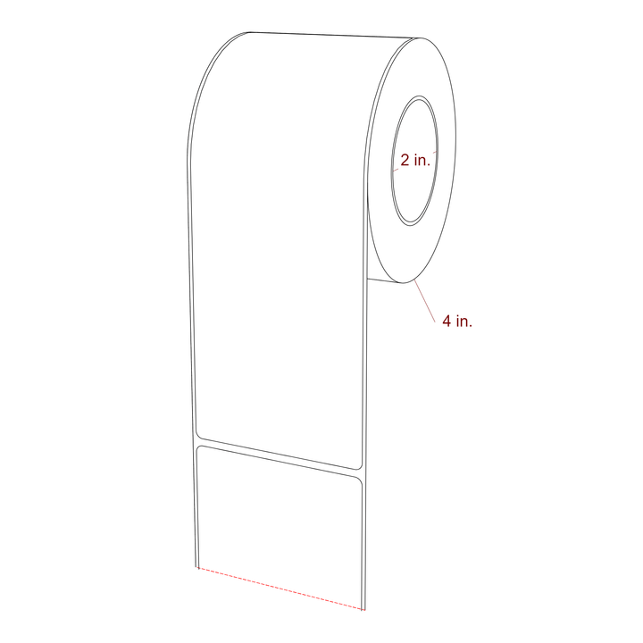 3 Inch x 7.75 Inch Rectangle Inkjet Label Roll - 2 Inch Core - 4 Inch Roll OD - 3D Perspective