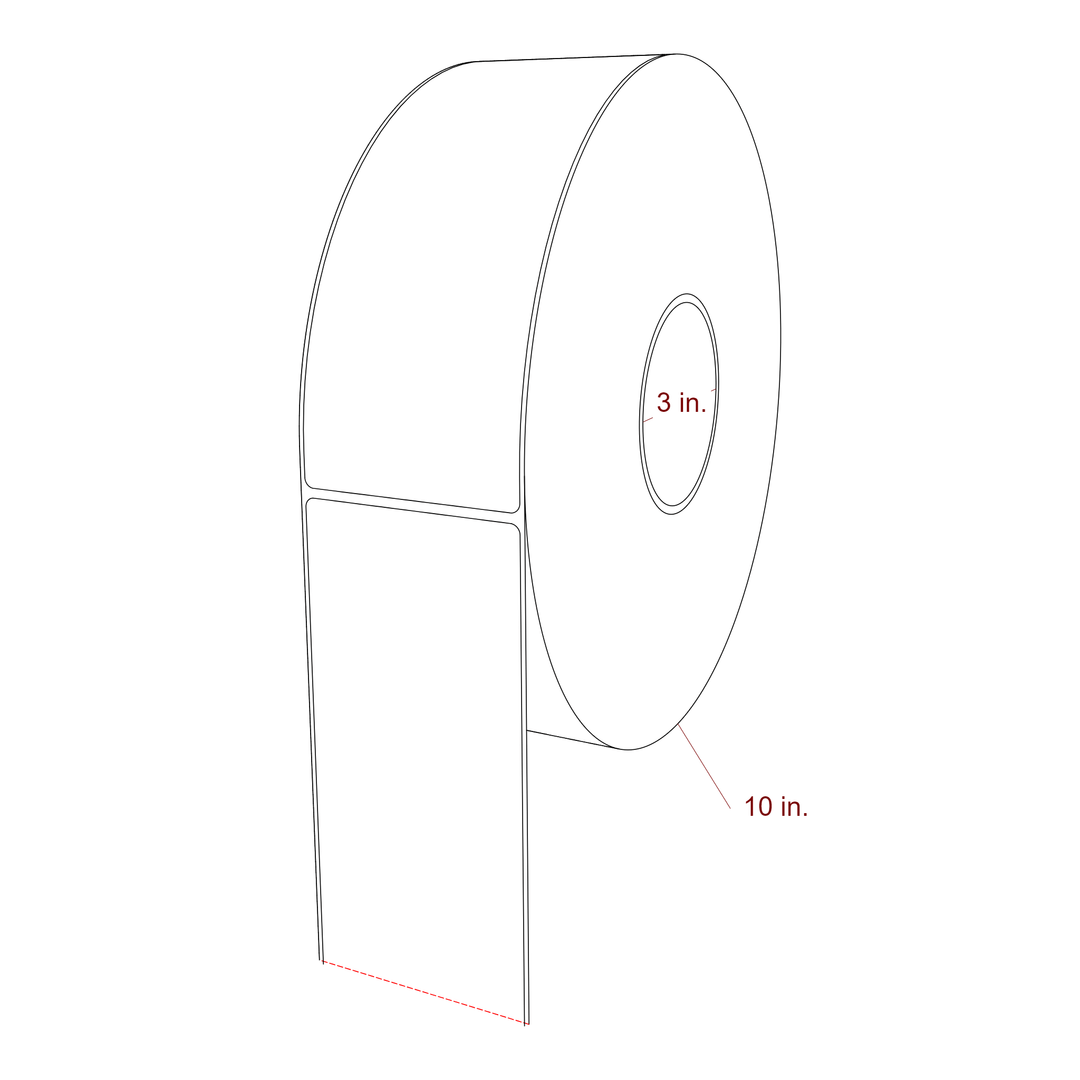 3 Inch x 7.75 Inch Rectangle Inkjet Label Roll - 3 Inch Core - 10 Inch Roll OD - 3D Perspective