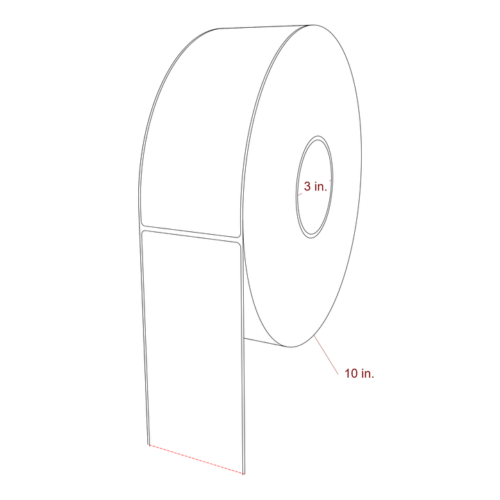 3 Inch x 7.75 Inch Rectangle Inkjet Label Roll - 3 Inch Core - 10 Inch Roll OD - 3D Perspective