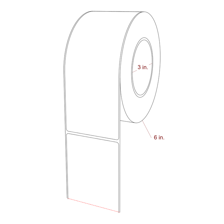 3 Inch x 7.75 Inch Rectangle Inkjet Label Roll - 3 Inch Core - 6 Inch Roll OD - 3D Perspective