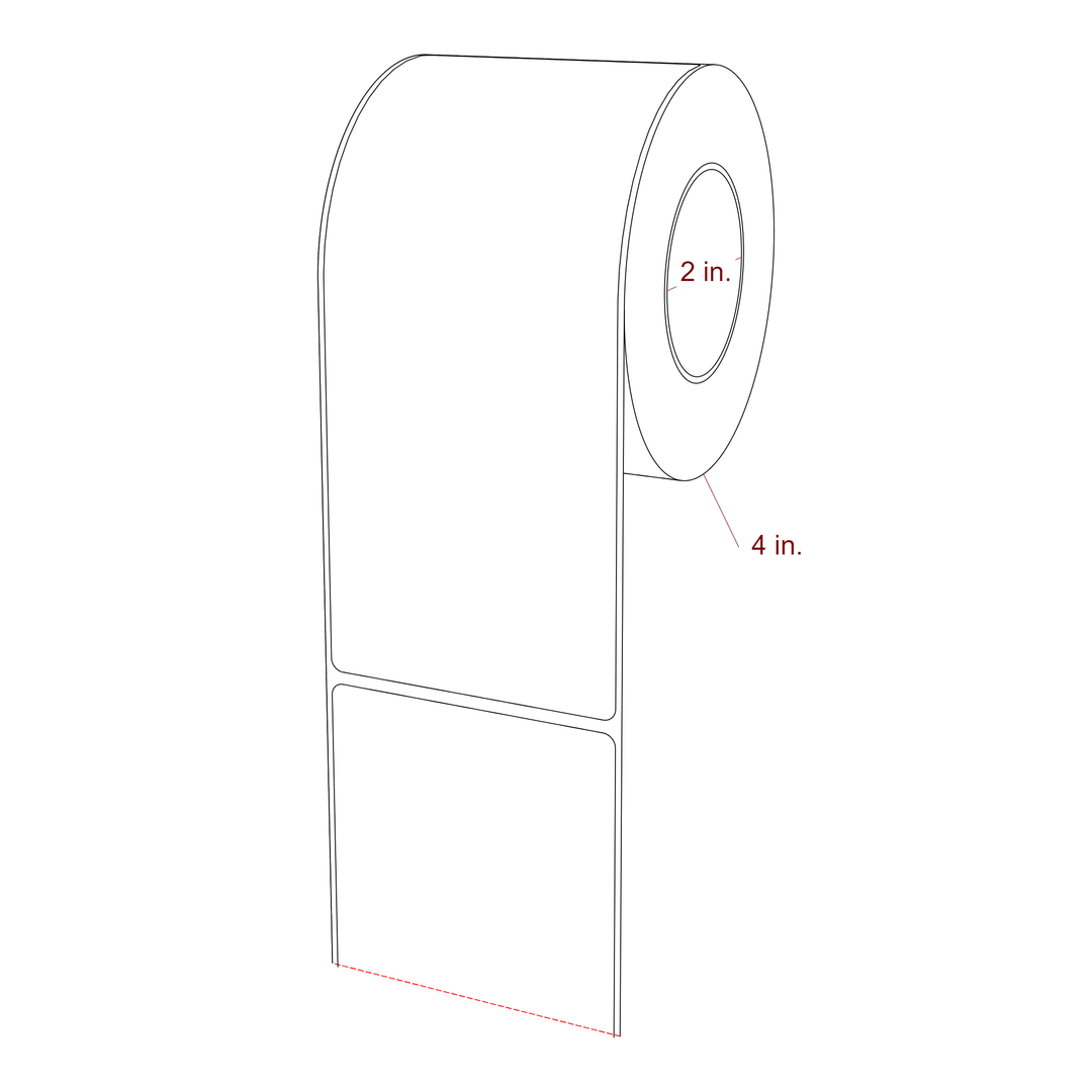 3 Inch x 7 Inch Rectangle Inkjet Label Roll - 2 Inch Core - 4 Inch Roll OD - 3D Perspective