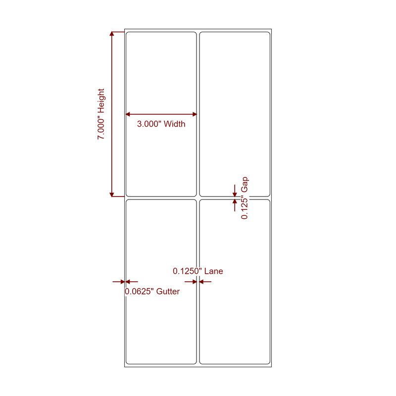 3" x 7" Inkjet Label Rolls | 2-Up | Fits Epson ColorWorks, VIPColor & Primera - Label Diagram