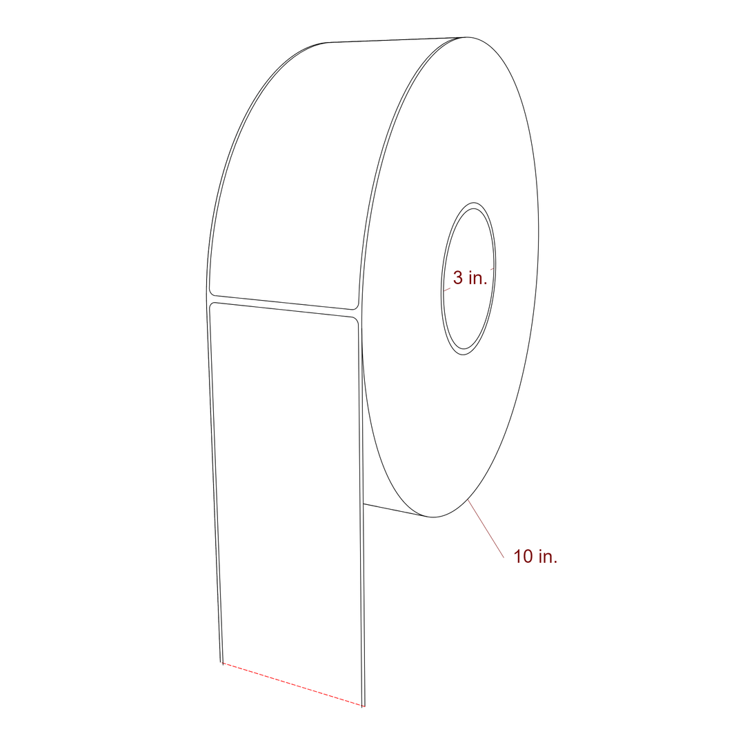 3 Inch x 7 Inch Rectangle Inkjet Label Roll - 3 Inch Core - 10 Inch Roll OD - 3D Perspective