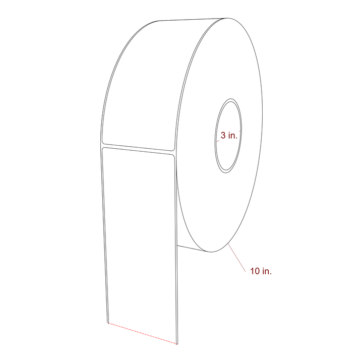 3 Inch x 7 Inch Rectangle Inkjet Label Roll - 3 Inch Core - 10 Inch Roll OD - 3D Perspective