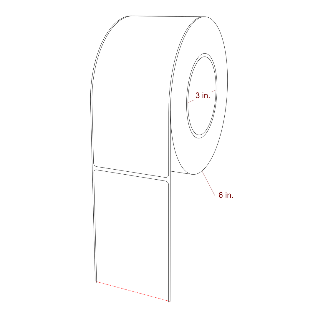 3 Inch x 7 Inch Rectangle Inkjet Label Roll - 3 Inch Core - 6 Inch Roll OD - 3D Perspective