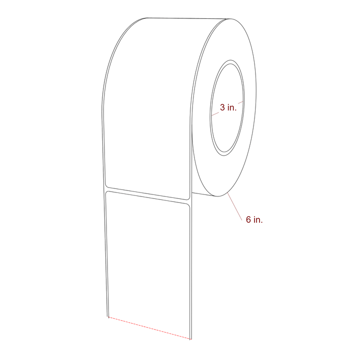 3 Inch x 7 Inch Rectangle Inkjet Label Roll - 3 Inch Core - 6 Inch Roll OD - 3D Perspective