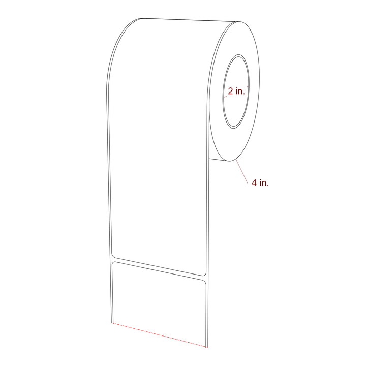 3 Inch x 8 Inch Rectangle Inkjet Label Roll - 2 Inch Core - 4 Inch Roll OD - 3D Perspective