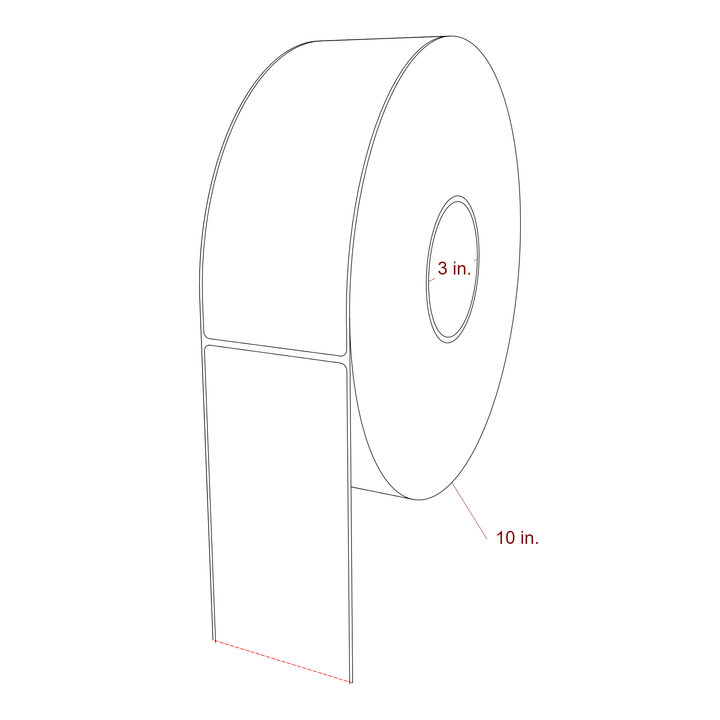 3 Inch x 8 Inch Rectangle Inkjet Label Roll - 3 Inch Core - 10 Inch Roll OD - 3D Perspective