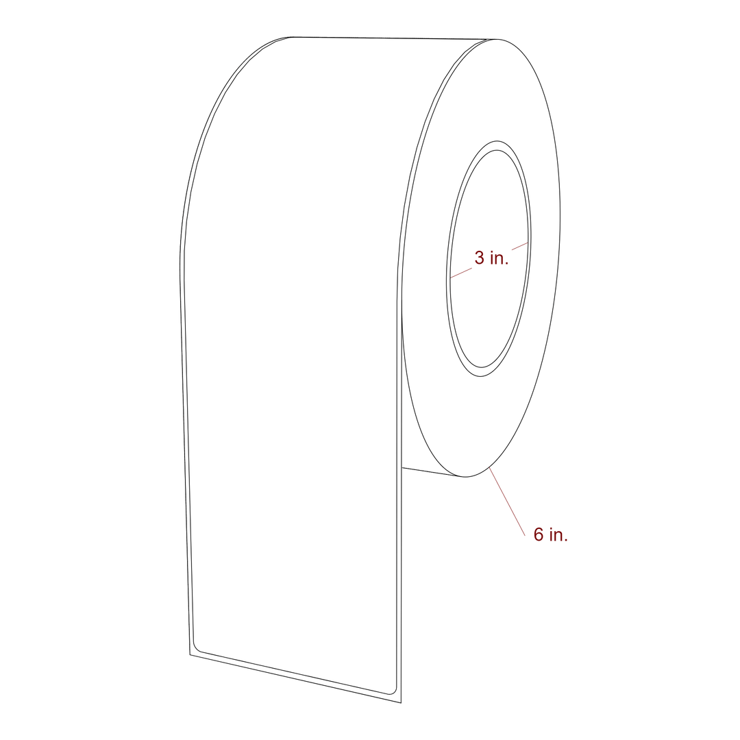 3 Inch x 9.75 Inch Rectangle Inkjet Label Roll - 3 Inch Core - 6 Inch Roll OD - 3D Perspective