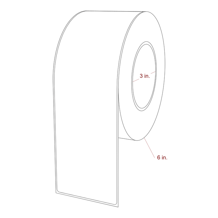 3 Inch x 9.75 Inch Rectangle Inkjet Label Roll - 3 Inch Core - 6 Inch Roll OD - 3D Perspective