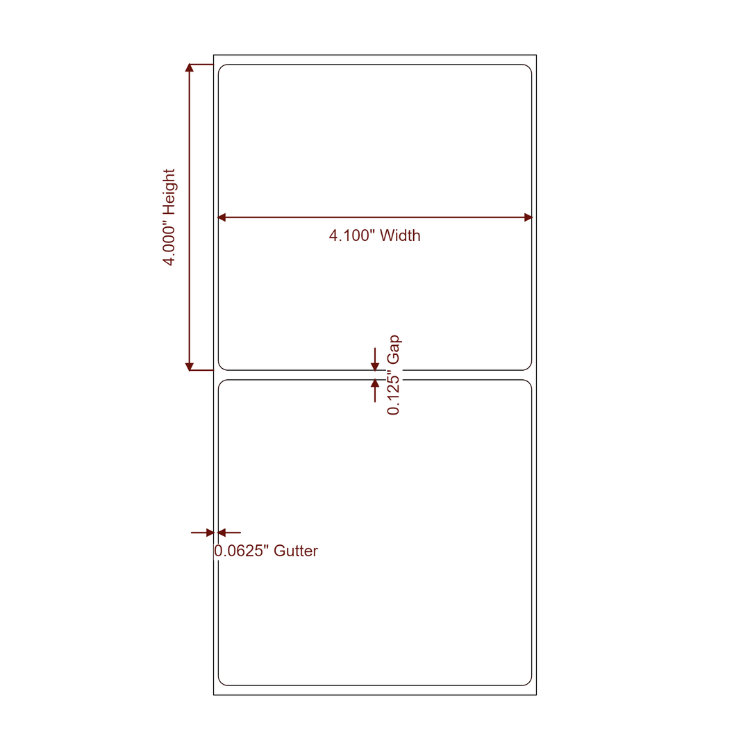 4.1" x 4" Rectangle Roll for Epson ColorWorks, VIPColor & Primera Printers; 4.1" x 4" Rectangle Label Diagram
