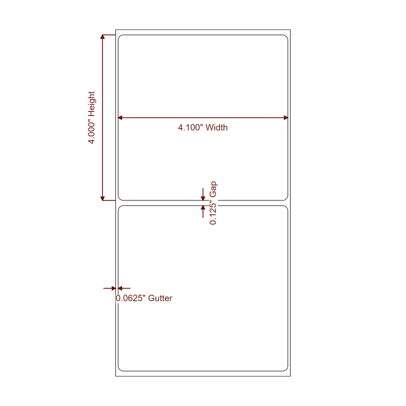 4.1" x 4" Inkjet Label Rolls | Fits Epson ColorWorks, VIPColor & Primera - Label Diagram