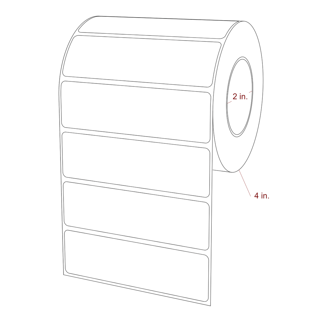 4.25 Inch x 1.25 Inch Rectangle Inkjet Label Roll - 2 Inch Core - 4 Inch Roll OD - 3D Perspective