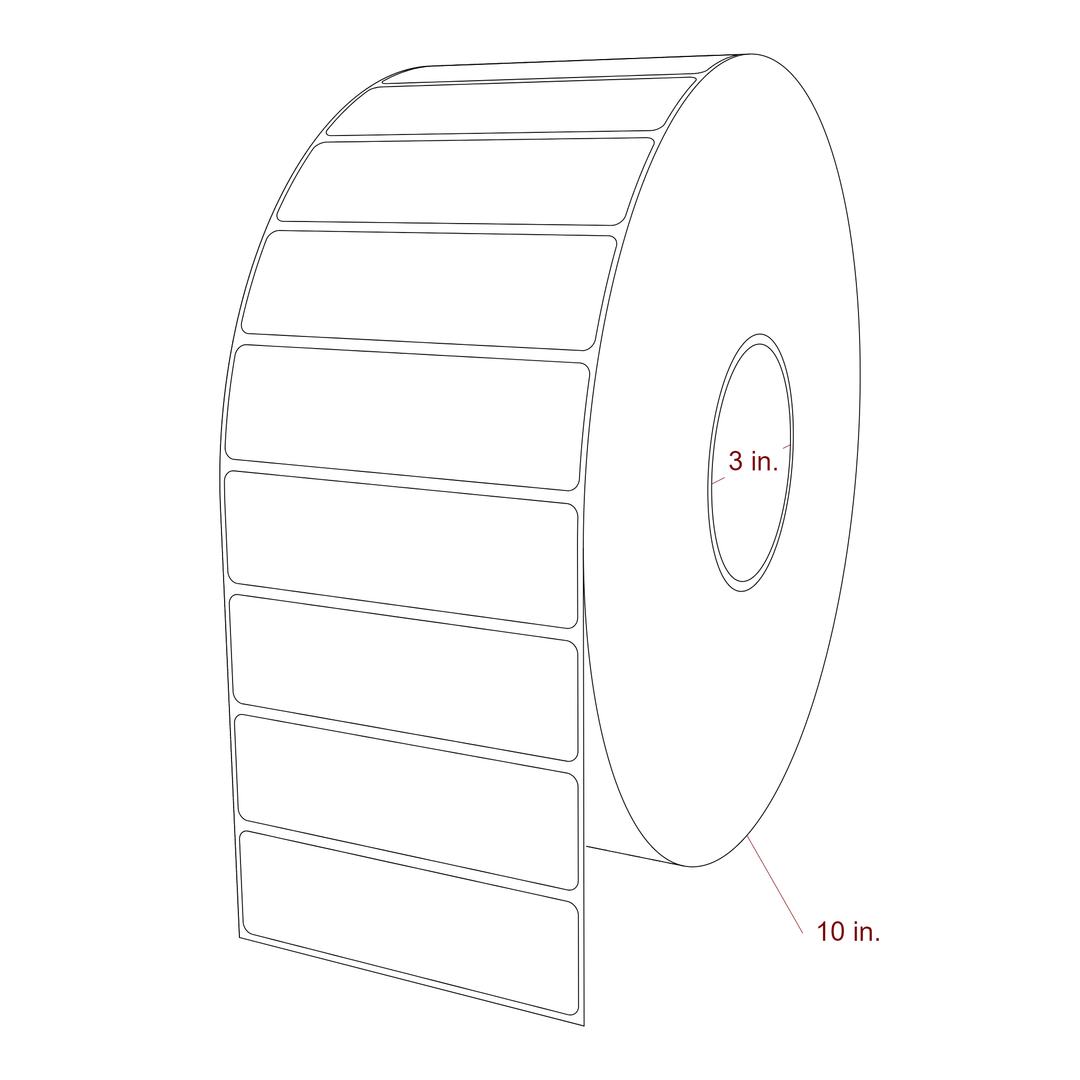 4.25 Inch x 1.25 Inch Rectangle Inkjet Label Roll - 3 Inch Core - 10 Inch Roll OD - 3D Perspective