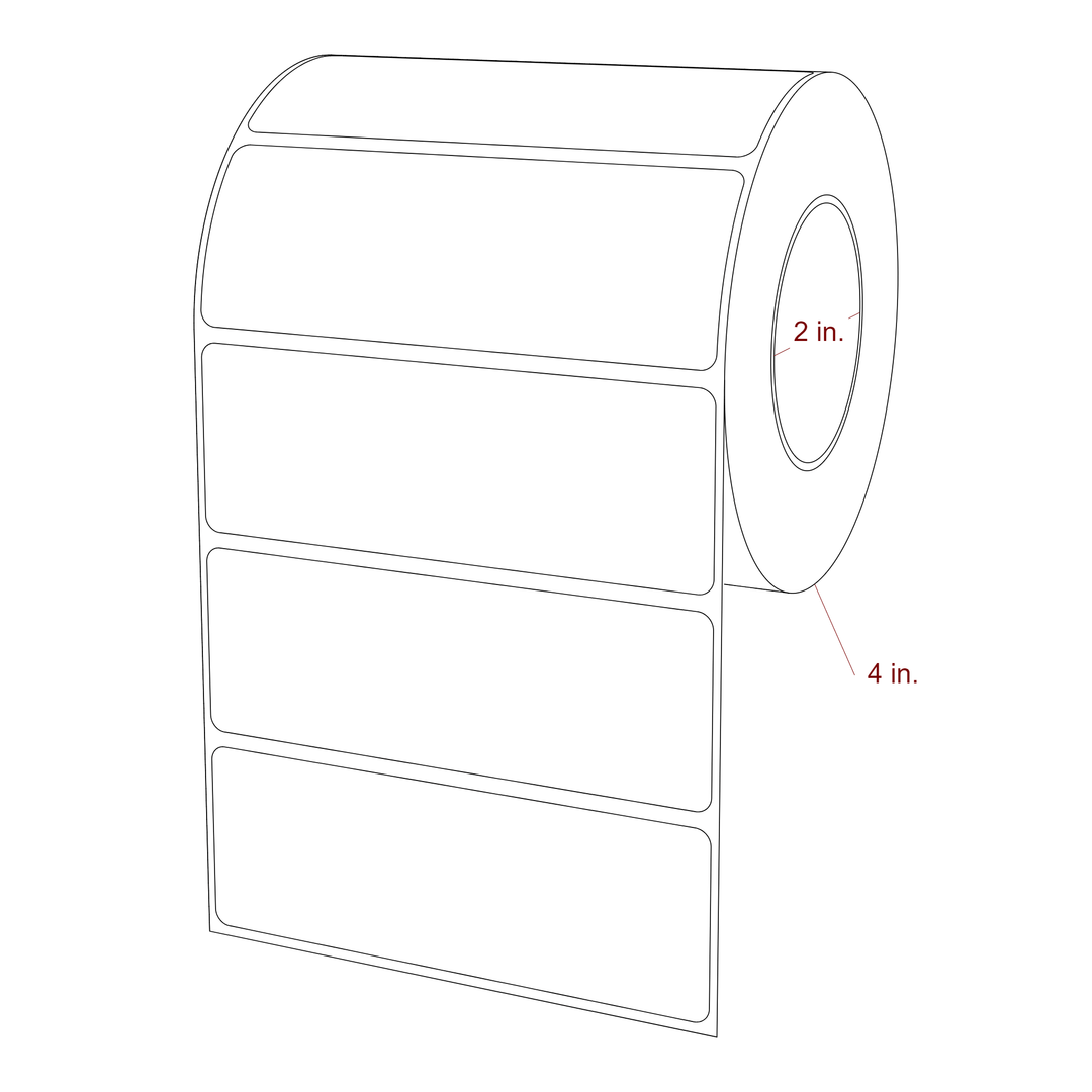 4.25 Inch x 1.5 Inch Rectangle Inkjet Label Roll - 2 Inch Core - 4 Inch Roll OD - 3D Perspective