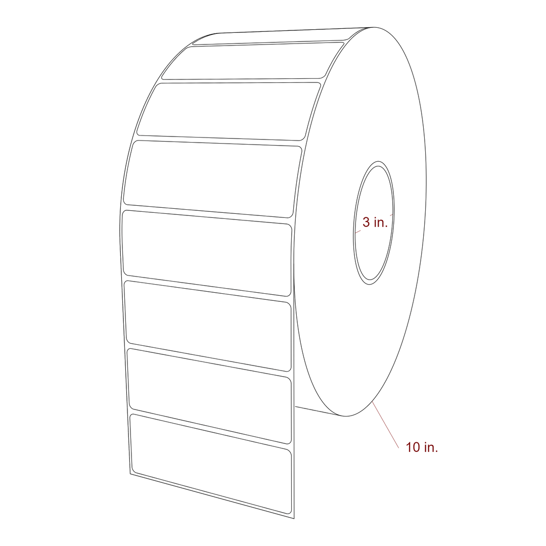 4.25 Inch x 1.5 Inch Rectangle Inkjet Label Roll - 3 Inch Core - 10 Inch Roll OD - 3D Perspective