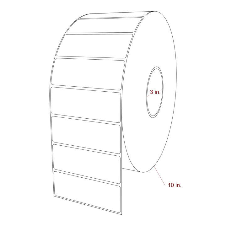 4.25 Inch x 1.5 Inch Rectangle Inkjet Label Roll - 3 Inch Core - 10 Inch Roll OD - 3D Perspective