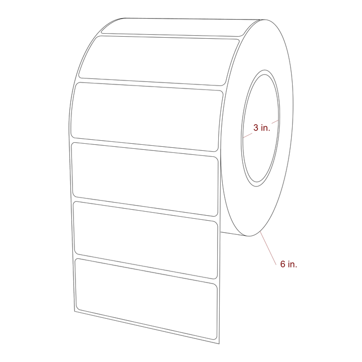 4.25 Inch x 1.5 Inch Rectangle Inkjet Label Roll - 3 Inch Core - 6 Inch Roll OD - 3D Perspective