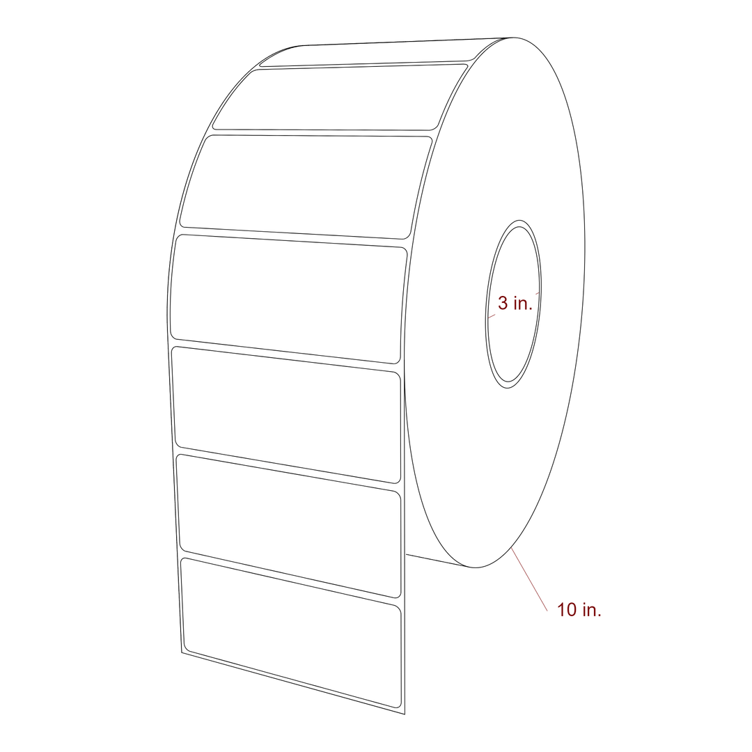 4.25 Inch x 1.75 Inch Rectangle Inkjet Label Roll - 3 Inch Core - 10 Inch Roll OD - 3D Perspective