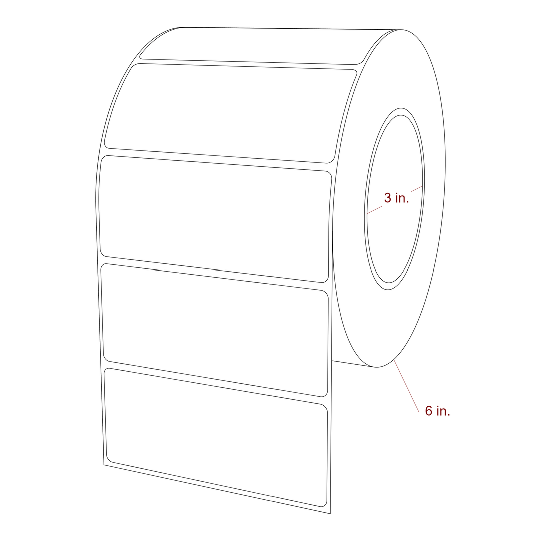 4.25 Inch x 1.75 Inch Rectangle Inkjet Label Roll - 3 Inch Core - 6 Inch Roll OD - 3D Perspective