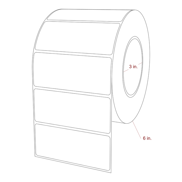 4.25 Inch x 1.75 Inch Rectangle Inkjet Label Roll - 3 Inch Core - 6 Inch Roll OD - 3D Perspective