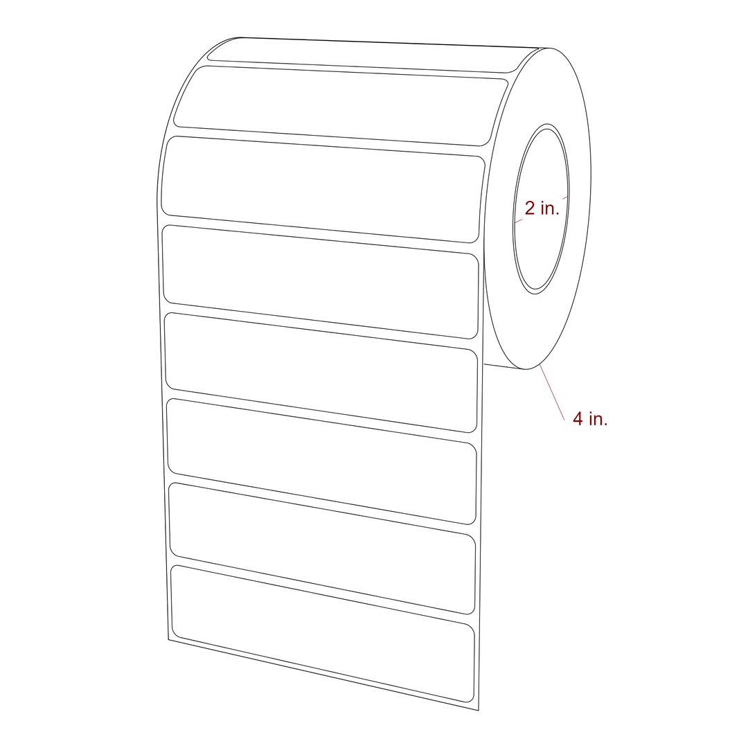 4.25 Inch x 1 Inch Rectangle Inkjet Label Roll - 2 Inch Core - 4 Inch Roll OD - 3D Perspective