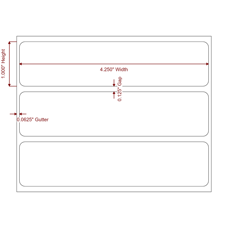 4.25" x 1" Inkjet Label Rolls | Fits Epson ColorWorks, VIPColor & Primera - Label Diagram