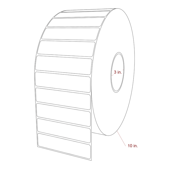 4.25 Inch x 1 Inch Rectangle Inkjet Label Roll - 3 Inch Core - 10 Inch Roll OD - 3D Perspective