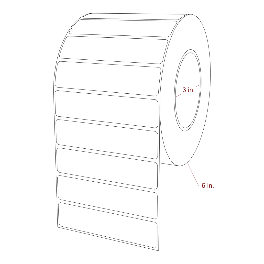 4.25 Inch x 1 Inch Rectangle Inkjet Label Roll - 3 Inch Core - 6 Inch Roll OD - 3D Perspective