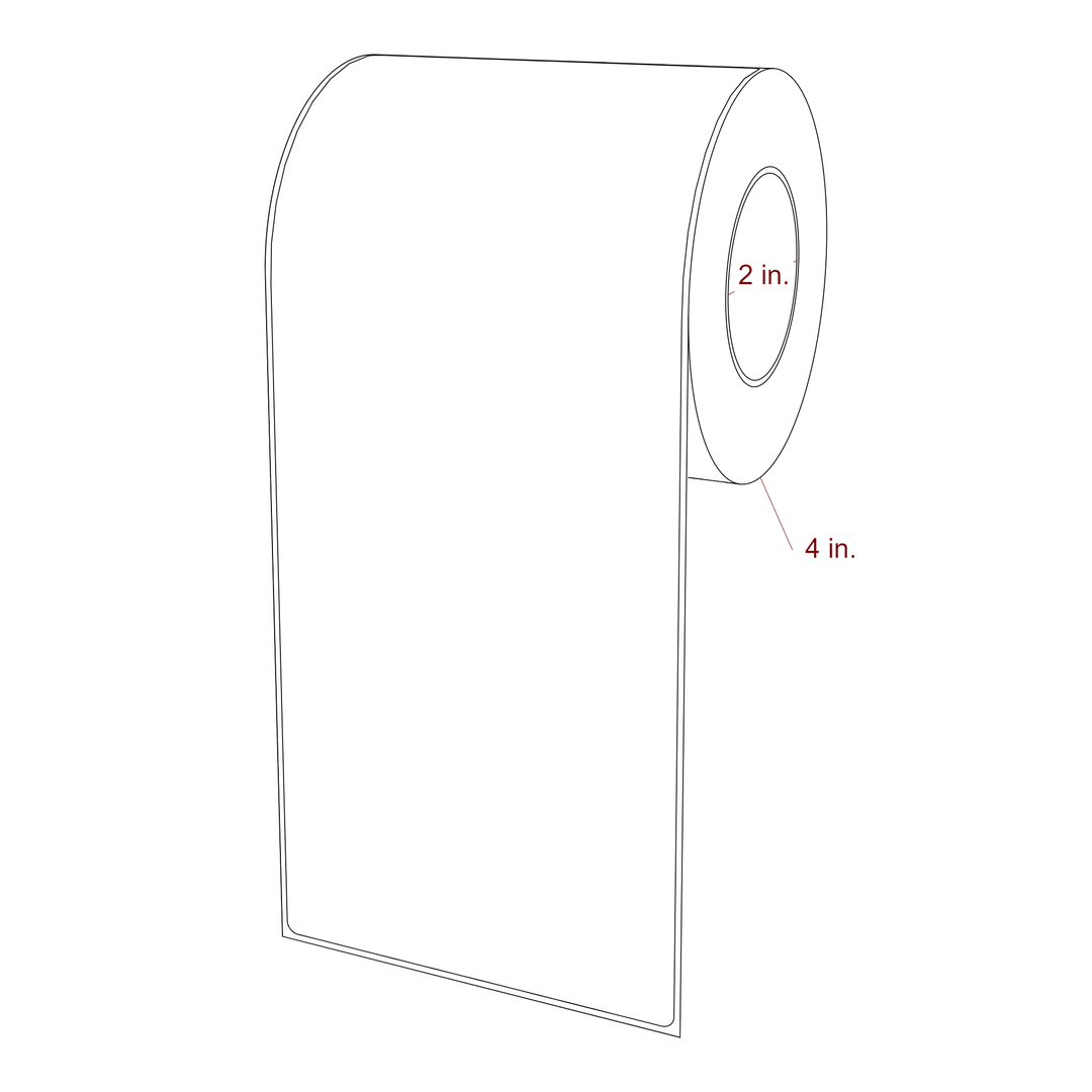 4.25 Inch x 10 Inch Rectangle Inkjet Label Roll - 2 Inch Core - 4 Inch Roll OD - 3D Perspective