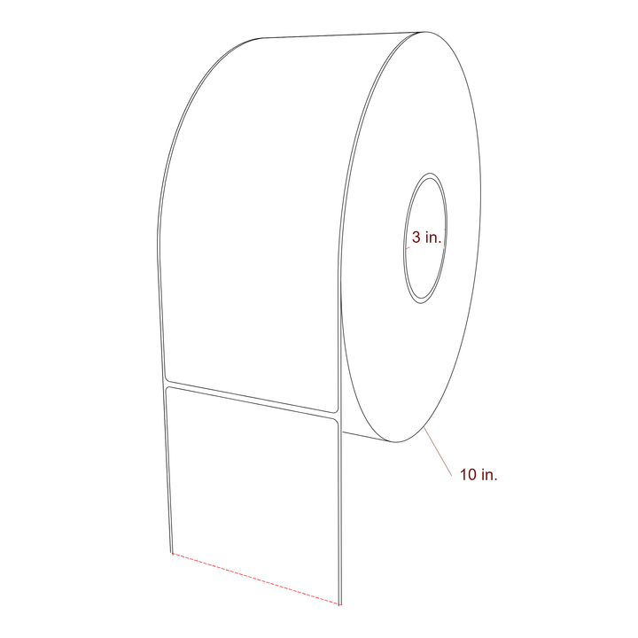 4.25 Inch x 10 Inch Rectangle Inkjet Label Roll - 3 Inch Core - 10 Inch Roll OD - 3D Perspective