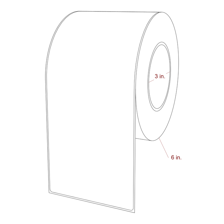 4.25 Inch x 10 Inch Rectangle Inkjet Label Roll - 3 Inch Core - 6 Inch Roll OD - 3D Perspective