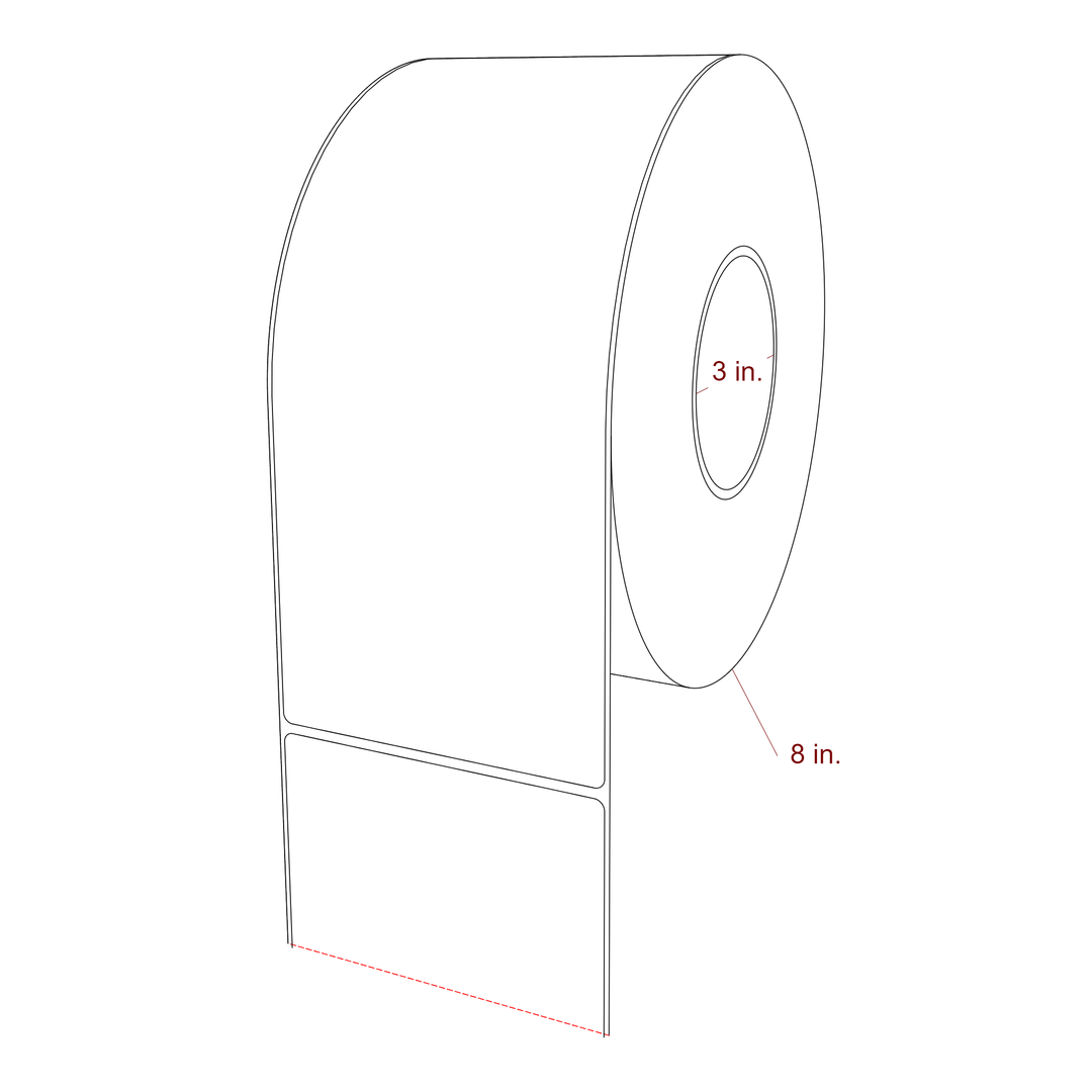 4.25 Inch x 10 Inch Rectangle Inkjet Label Roll - 3 Inch Core - 8 Inch Roll OD - 3D Perspective