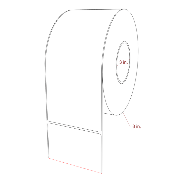 4.25 Inch x 10 Inch Rectangle Inkjet Label Roll - 3 Inch Core - 8 Inch Roll OD - 3D Perspective