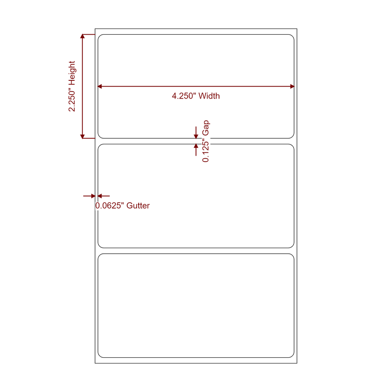 4.25" x 2.25" Inkjet Label Rolls | Fits Epson ColorWorks, VIPColor & Primera - Label Diagram