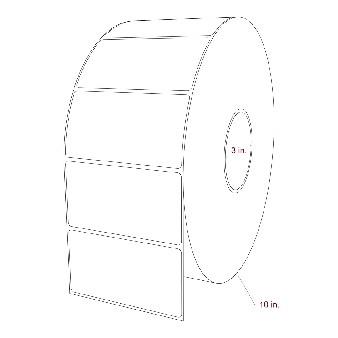4.25 Inch x 2.25 Inch Rectangle Inkjet Label Roll - 3 Inch Core - 10 Inch Roll OD - 3D Perspective