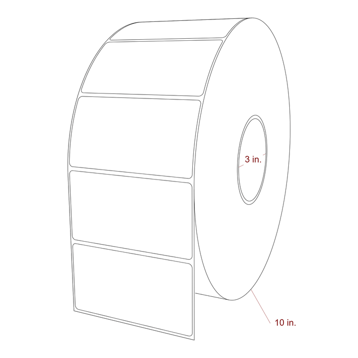 4.25 Inch x 2.25 Inch Rectangle Inkjet Label Roll - 3 Inch Core - 10 Inch Roll OD - 3D Perspective
