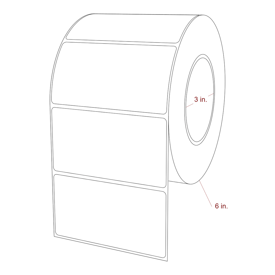 4.25 Inch x 2.25 Inch Rectangle Inkjet Label Roll - 3 Inch Core - 6 Inch Roll OD - 3D Perspective